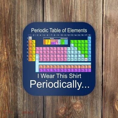 I Wear this Shirt Periodically Periodic Table of Elements Coaster
