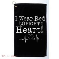 I Wear To Fight Heart Disease Golf Towel thumb 0