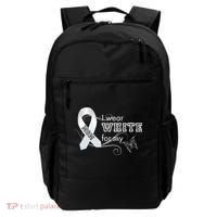 I Wear White For My Mom Lung Cancer Awareness Backpack thumb 0