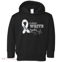 I Wear White For My Mom Lung Cancer Awareness Toddler Hoodie thumb 0