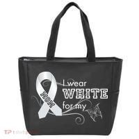 I Wear White For My Mom Lung Cancer Awareness Tote Bag thumb 0