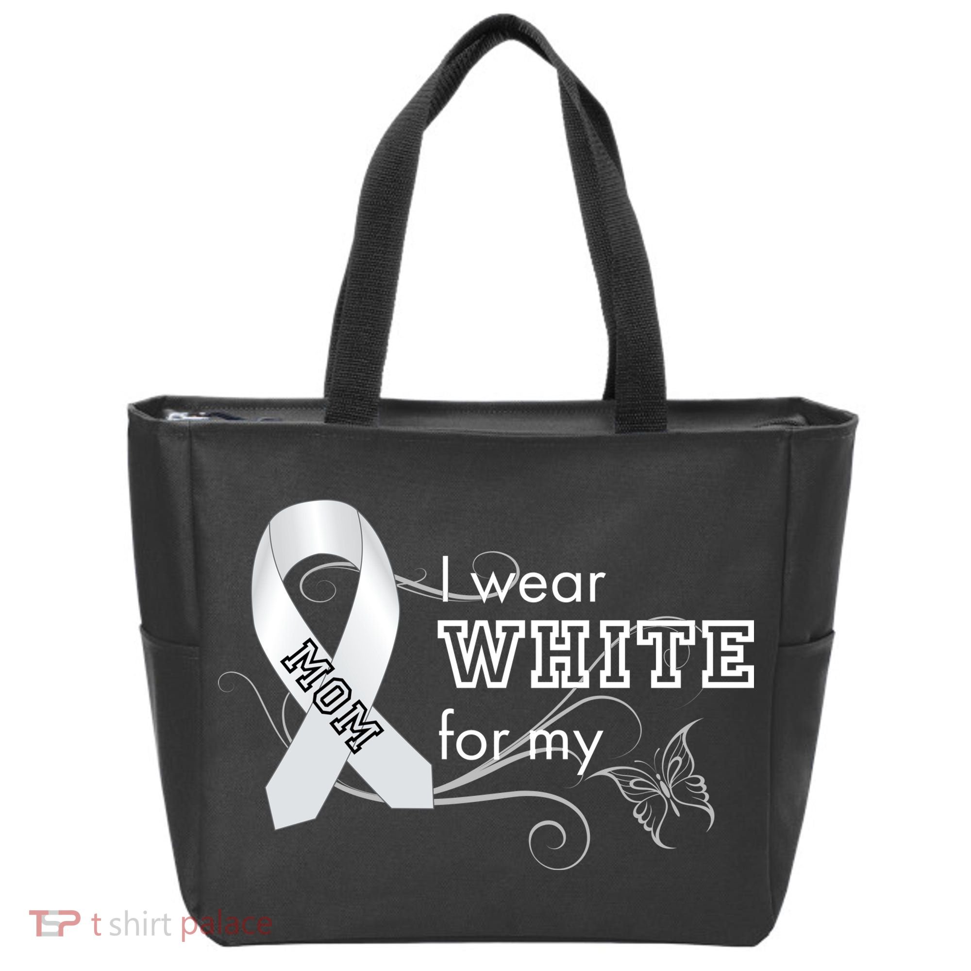 I Wear White For My Mom Lung Cancer Awareness Tote Bag