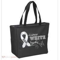 I Wear White For My Mom Lung Cancer Awareness Tote Bag thumb 2