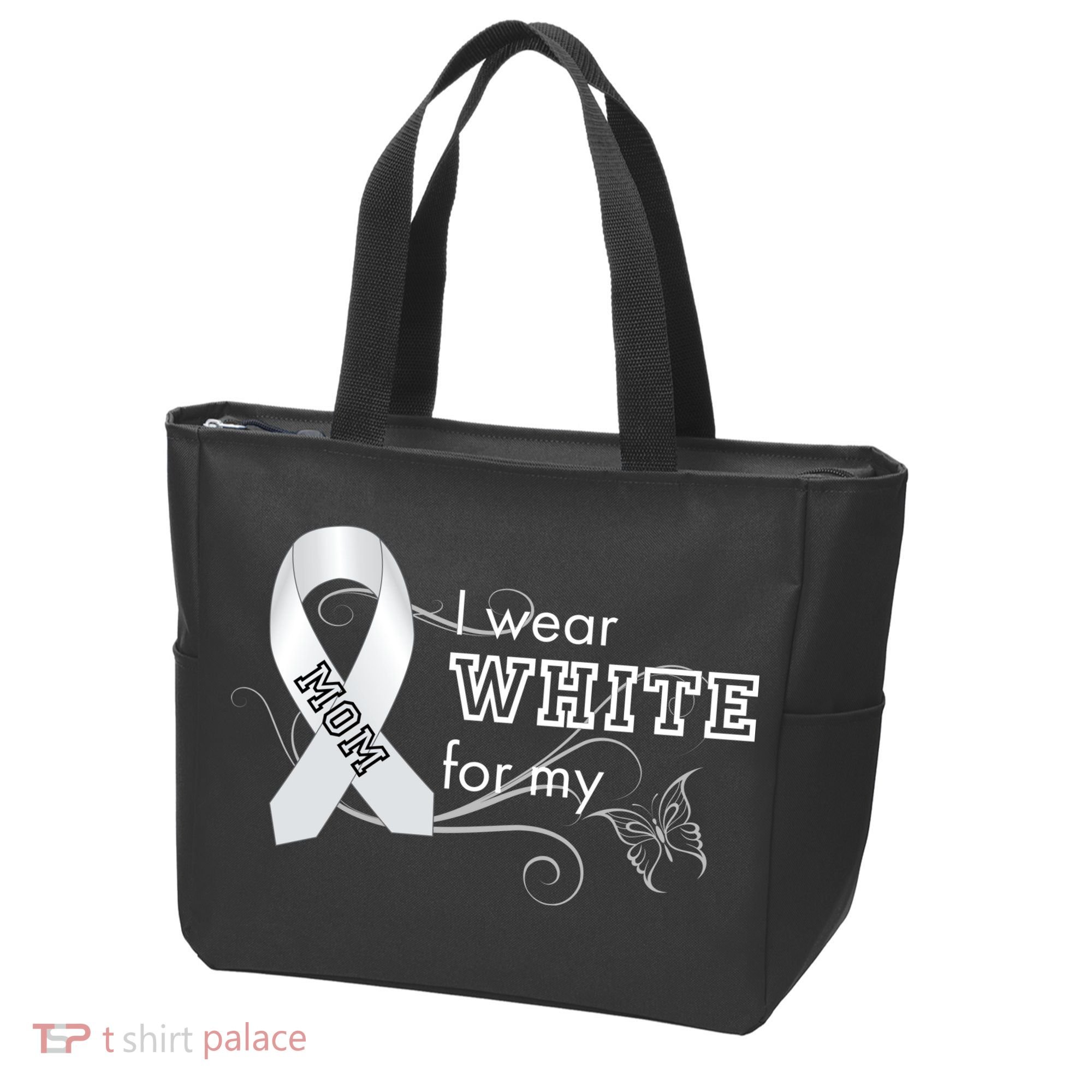 I Wear White For My Mom Lung Cancer Awareness Tote Bag