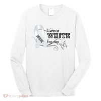 I Wear White For My Mom Lung Cancer Awareness Long Sleeve Shirt thumb 0