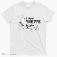 I Wear White For My Mom Lung Cancer Awareness T-Shirt thumb 0