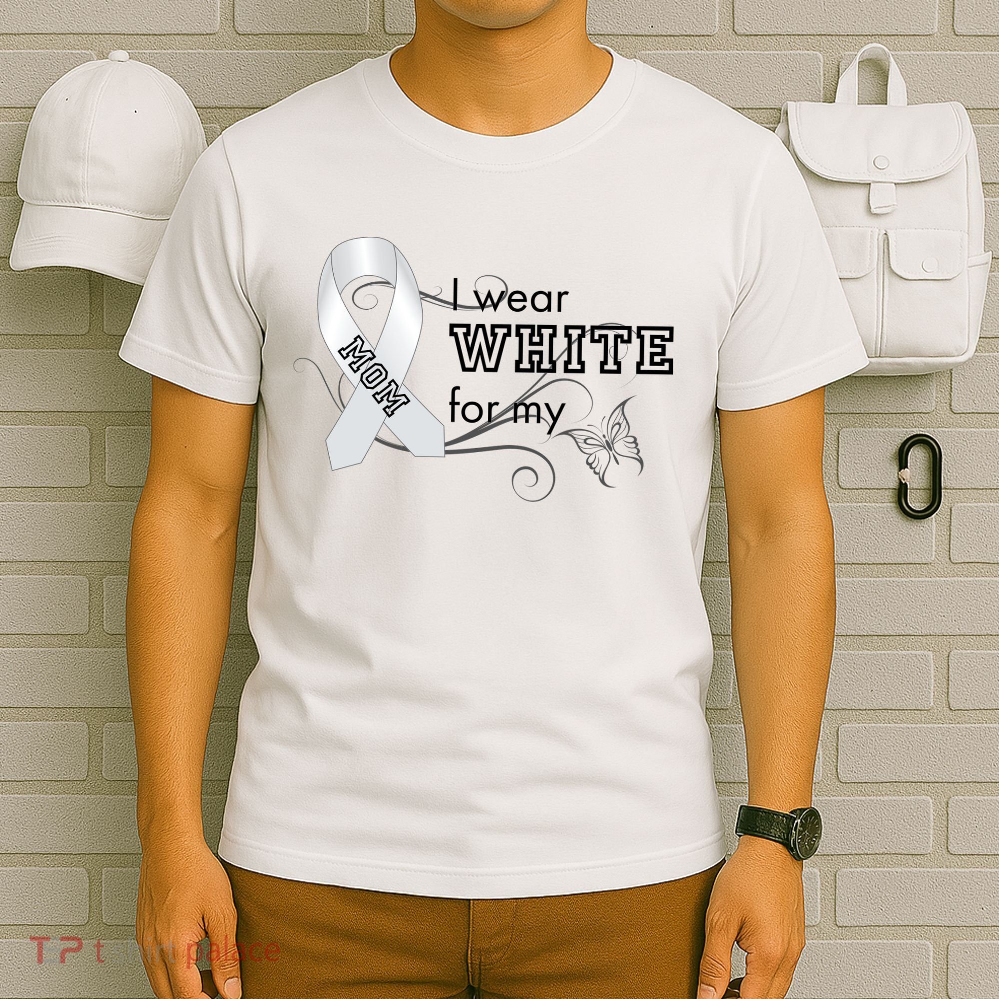 I Wear White For My Mom Lung Cancer Awareness T-Shirt