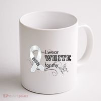I Wear White For My Mom Lung Cancer Awareness Coffee Mug thumb 1