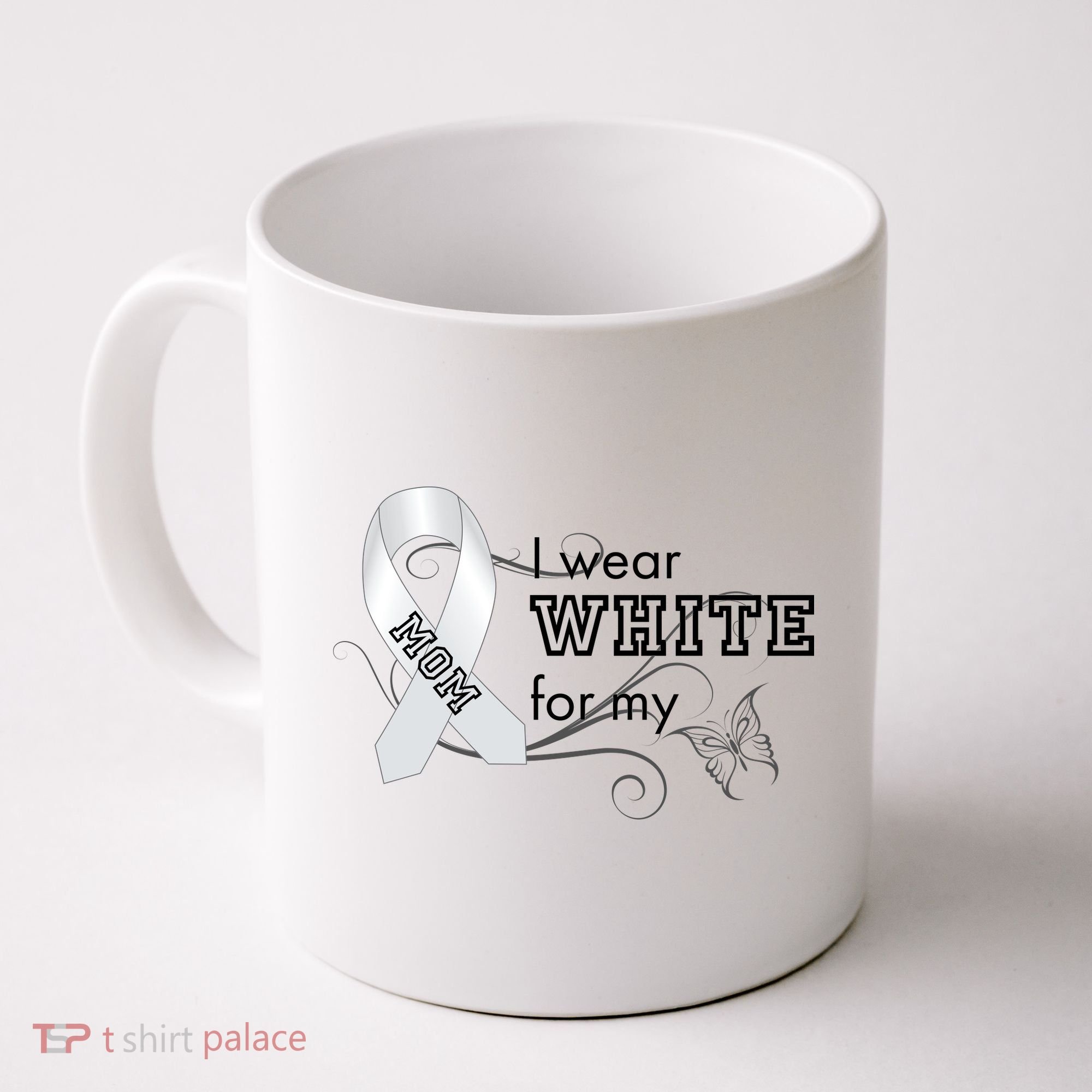 I Wear White For My Mom Lung Cancer Awareness Coffee Mug