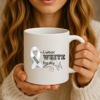 I Wear White For My Mom Lung Cancer Awareness Coffee Mug thumb 3