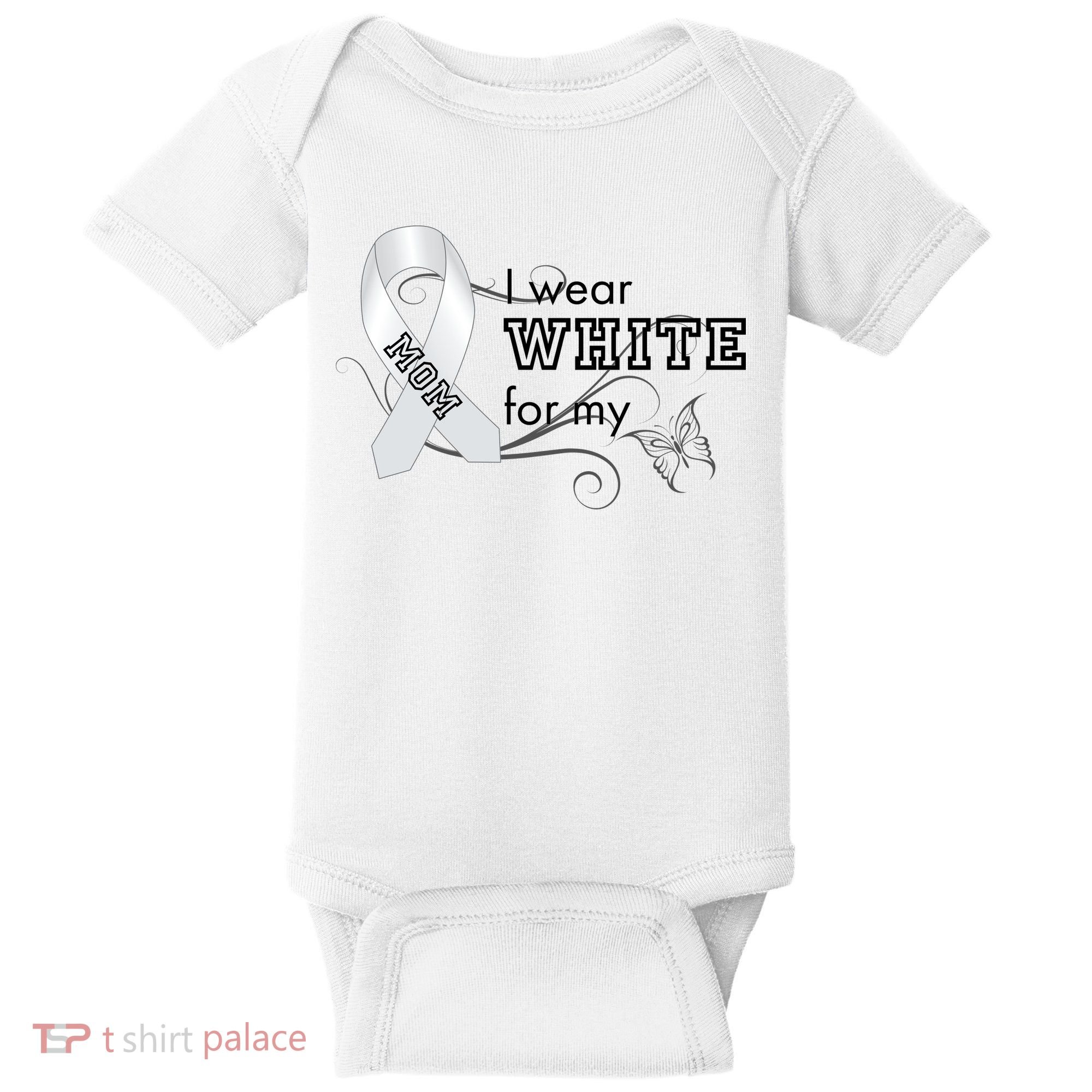 I Wear White For My Mom Lung Cancer Awareness Baby Bodysuit