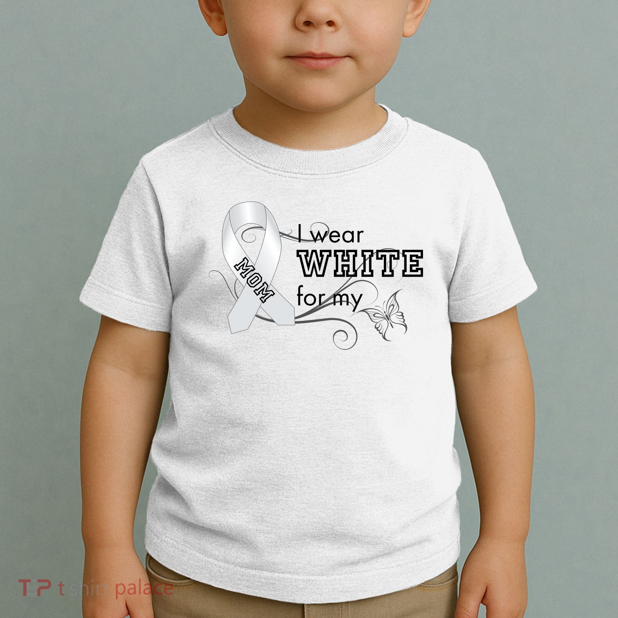 I Wear White For My Mom Lung Cancer Awareness Toddler T-Shirt