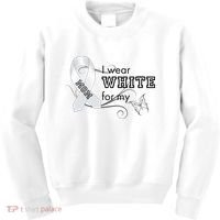 I Wear White For My Mom Lung Cancer Awareness Kids Sweatshirt thumb 0