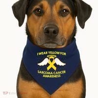 I Wear Yellow For Sarcoma Awareness  USA-Made Doggie Bandana thumb 1