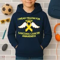 I Wear Yellow For Sarcoma Awareness  Kids Hoodie thumb 2