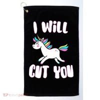 I Will Cut You Stabby Unicorn Golf Towel thumb 0