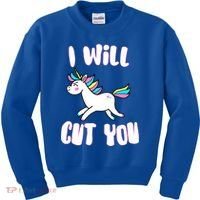 I Will Cut You Stabby Unicorn Kids Sweatshirt thumb 0