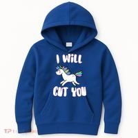 I Will Cut You Stabby Unicorn Kids Hoodie thumb 0