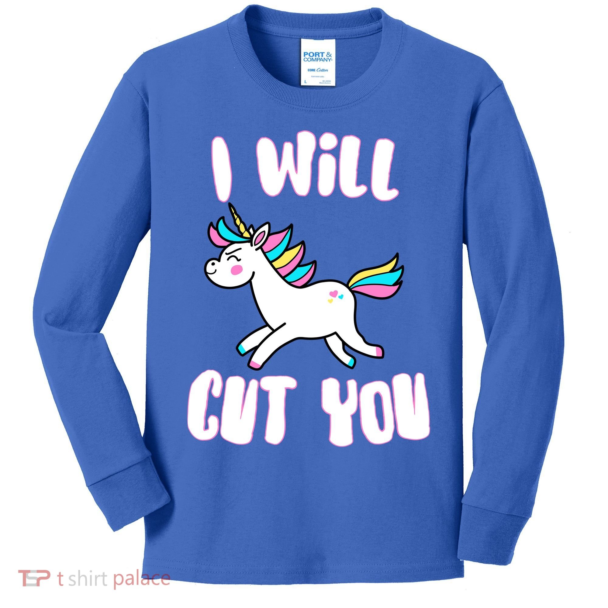I Will Cut You Stabby Unicorn Kids Long Sleeve Shirt