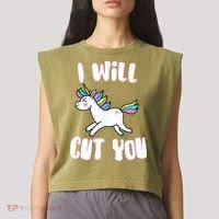 I Will Cut You Stabby Unicorn Garment-Dyed Women's Muscle Tee thumb 2