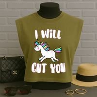 I Will Cut You Stabby Unicorn Garment-Dyed Women's Muscle Tee thumb 3