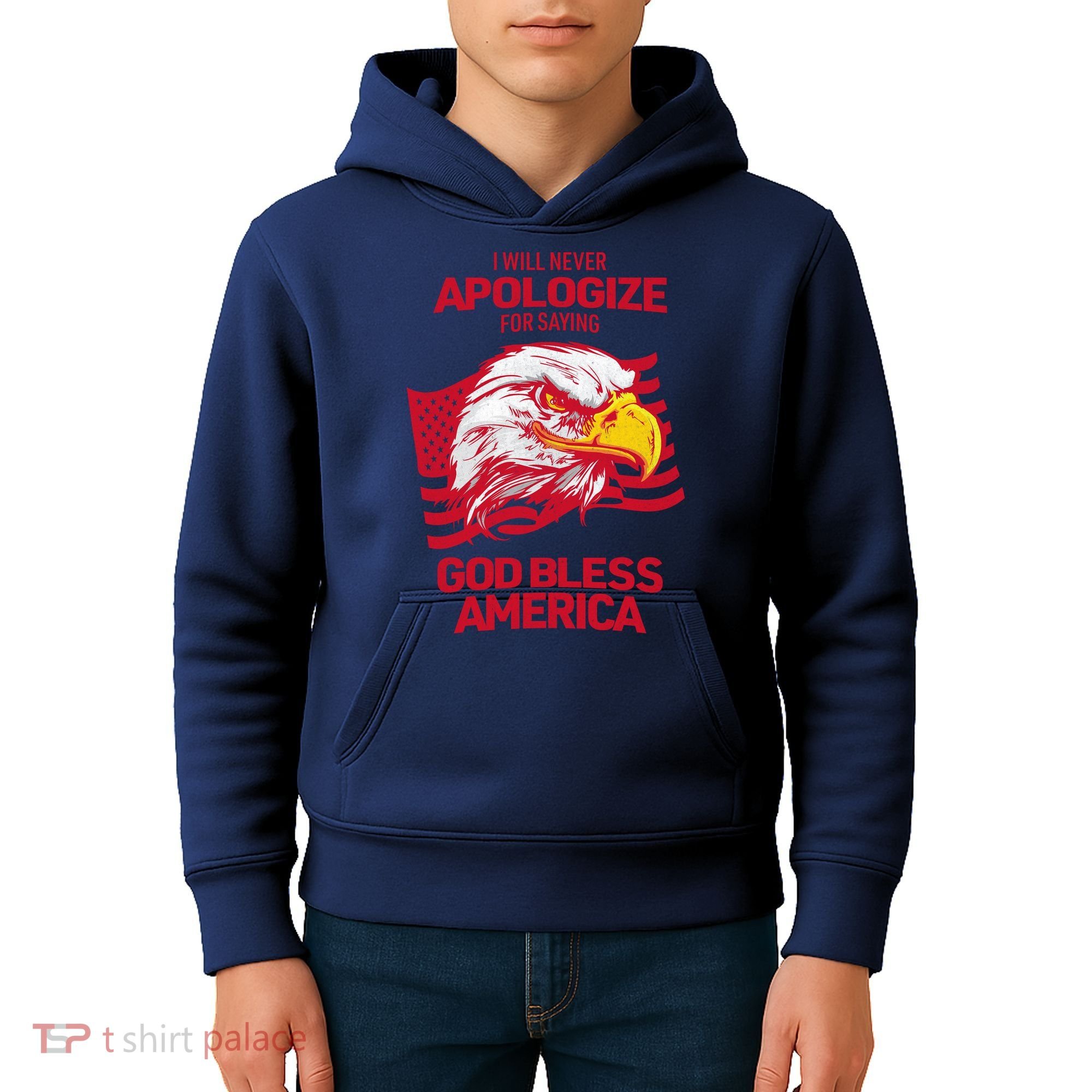 I Will Never Apologize For Saying God Bless America Kids Hoodie