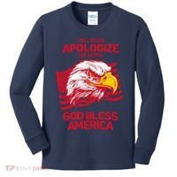 I Will Never Apologize For Saying God Bless America Kids Long Sleeve Shirt thumb 0