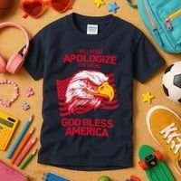 I Will Never Apologize For Saying God Bless America Kids T-Shirt thumb 3