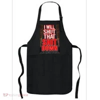 I Will Shut That Shit Down No Exceptions Barbwire Bat Dead Zombies Apron thumb 0