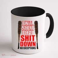 I Will Shut That Shit Down No Exceptions Barbwire Bat Dead Zombies Coffee Mug thumb 1