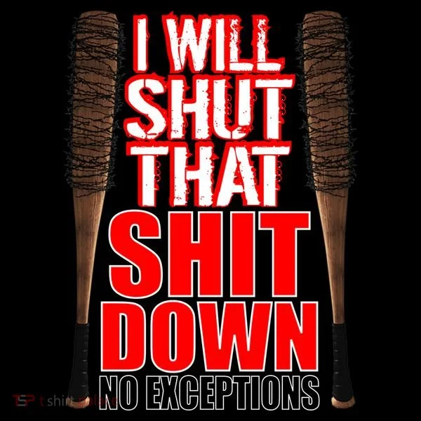 I Will Shut That Shit Down No Exceptions Barbwire Bat Dead Zombies Coffee Mug