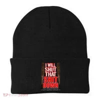 I Will Shut That Shit Down No Exceptions Barbwire Bat Dead Zombies Beanie thumb 0