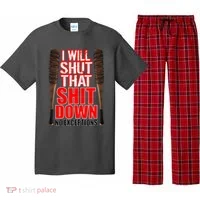 I Will Shut That Shit Down No Exceptions Barbwire Bat Dead Zombies Pajama Set thumb 0