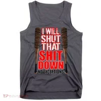 I Will Shut That Shit Down No Exceptions Barbwire Bat Dead Zombies Tank Top thumb 0