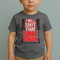 I Will Shut That Shit Down No Exceptions Barbwire Bat Dead Zombies Toddler T-Shirt thumb 2