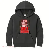 I Will Shut That Shit Down No Exceptions Barbwire Bat Dead Zombies Kids Hoodie thumb 0
