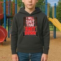 I Will Shut That Shit Down No Exceptions Barbwire Bat Dead Zombies Kids Hoodie thumb 2