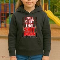 I Will Shut That Shit Down No Exceptions Barbwire Bat Dead Zombies Kids Hoodie thumb 3