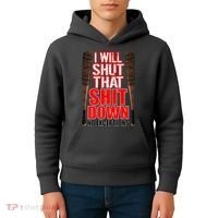 I Will Shut That Shit Down No Exceptions Barbwire Bat Dead Zombies Kids Hoodie thumb 4
