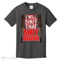 I Will Shut That Shit Down No Exceptions Barbwire Bat Dead Zombies Kids T-Shirt thumb 0