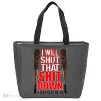 I Will Shut That Shit Down No Exceptions Barbwire Bat Dead Zombies Tote Bag thumb 0