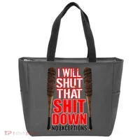 I Will Shut That Shit Down No Exceptions Barbwire Bat Dead Zombies Tote Bag thumb 0