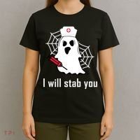 I Will Stab You Ghost Nurse T-Shirt thumb 4