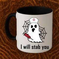 I Will Stab You Ghost Nurse Coffee Mug thumb 2