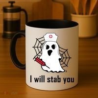 I Will Stab You Ghost Nurse Coffee Mug thumb 4