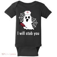 I Will Stab You Ghost Nurse Baby Bodysuit thumb 0