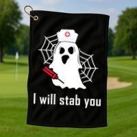 I Will Stab You Ghost Nurse Golf Towel thumb 1