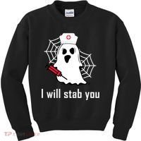I Will Stab You Ghost Nurse Kids Sweatshirt thumb 0