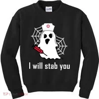 I Will Stab You Ghost Nurse Kids Sweatshirt thumb 0