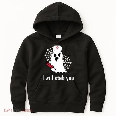 I Will Stab You Ghost Nurse Kids Hoodie